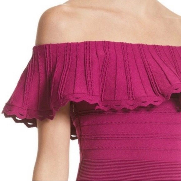 Ted Baker London Dilpree Fuchsia Off the Shoulder Knit Dress - Picture 3 of 11